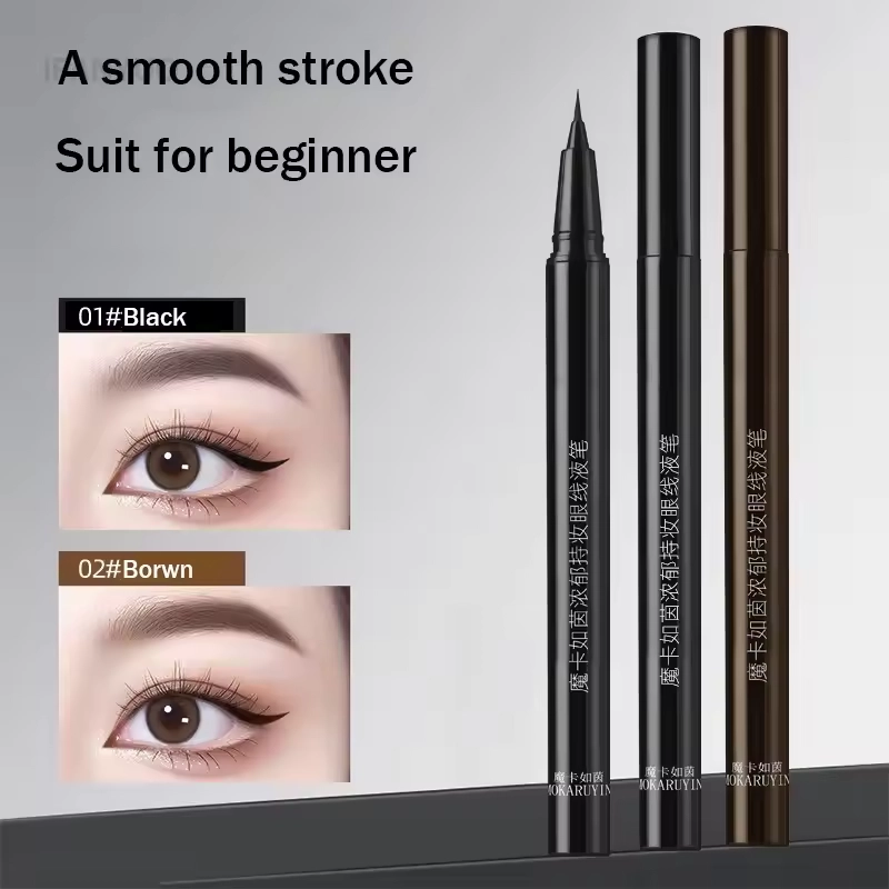 1 Set Reusable Eyelash Ink Seal Pen 2 in 1 Lower Eyelash Stamp Fast Dry Black Brown Liquid Eyeliner Natural